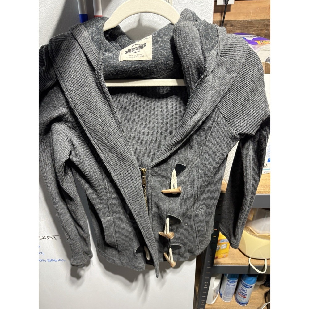 Empyre Women's Gray Toggle Sweater Zip‎ Up Large